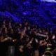 WVU basketball Fans enjoy light show before WVU basketball game at WVU Coliseum