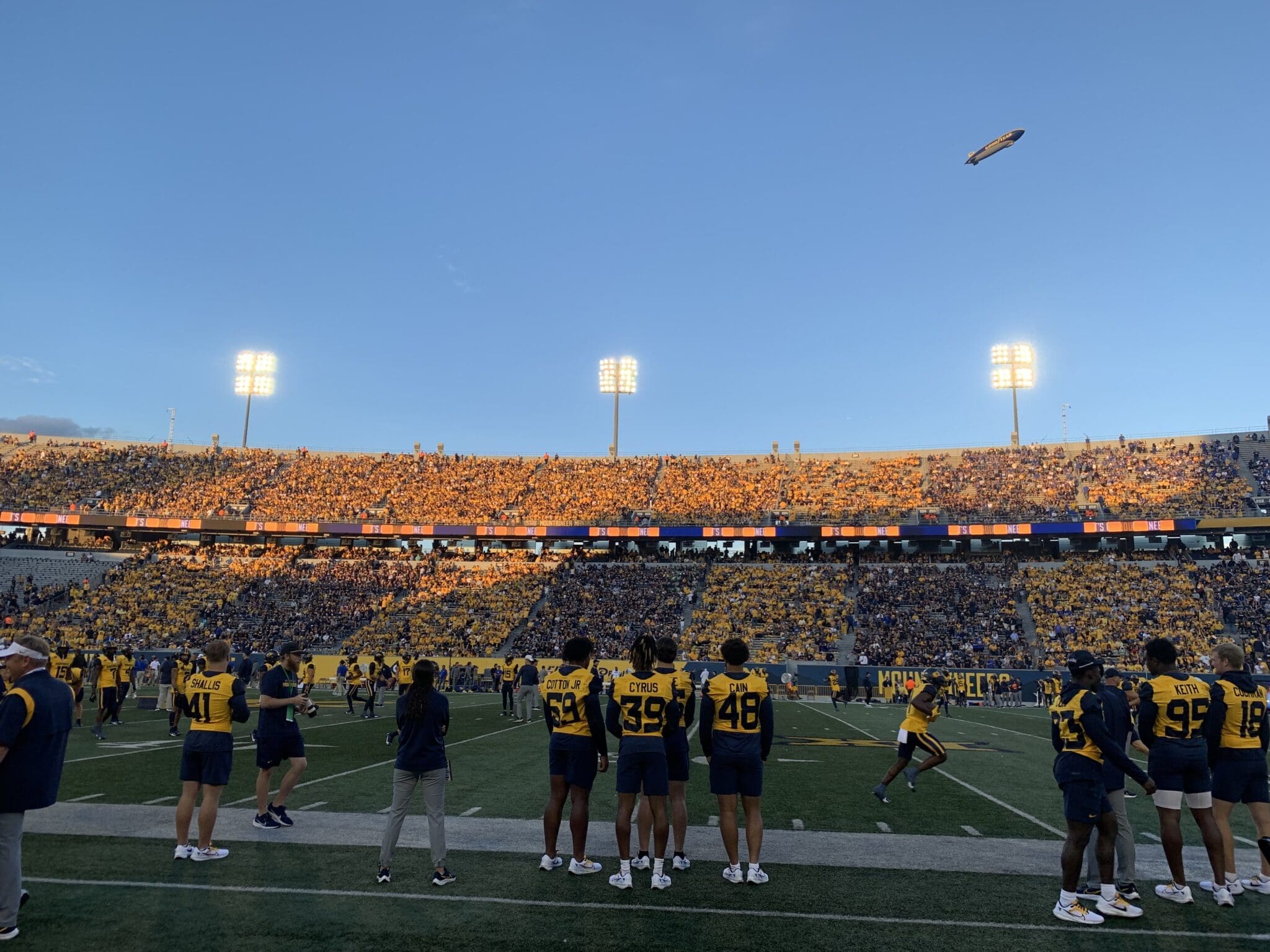 WVU Football stadium field stock
