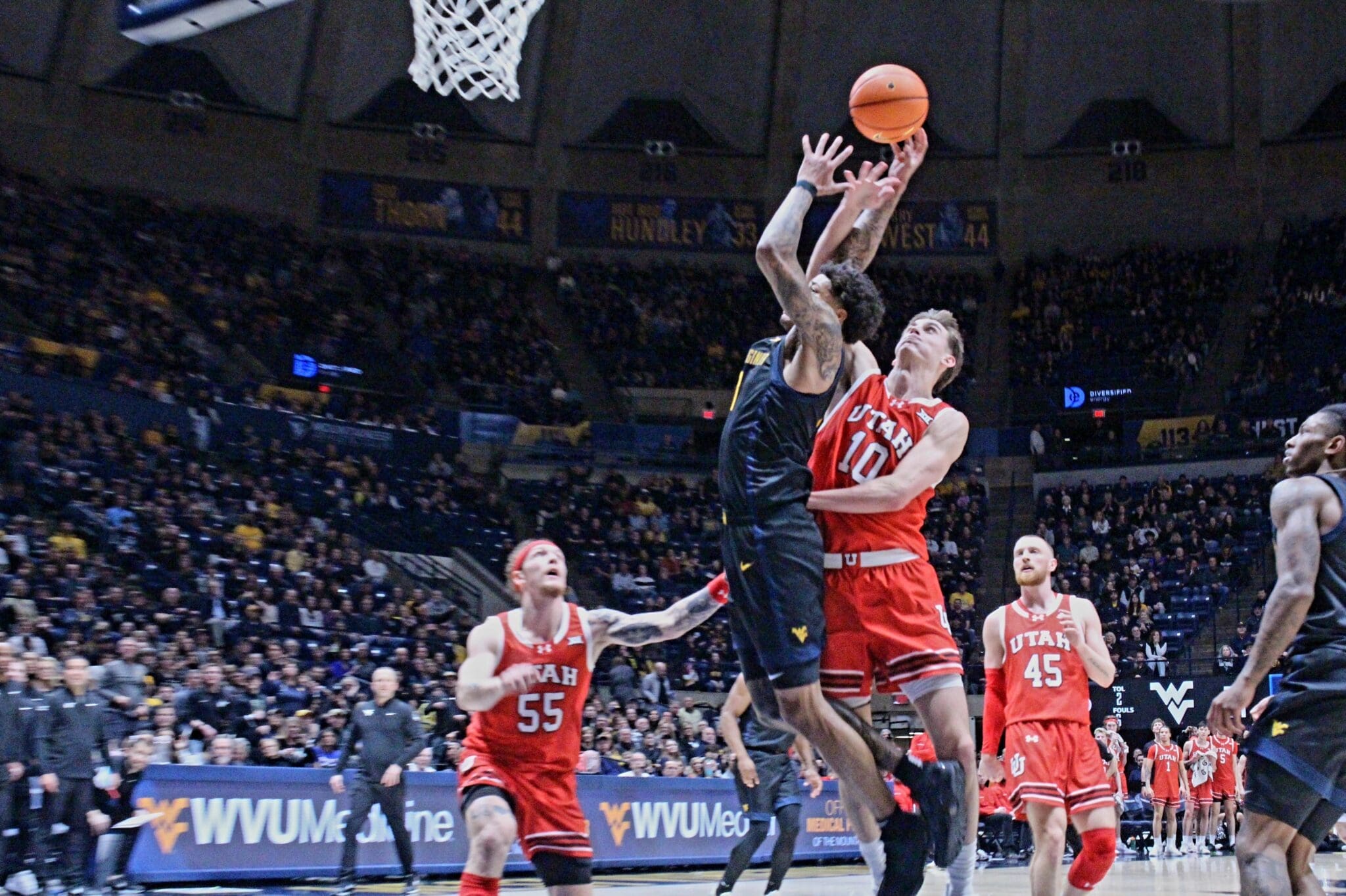 WVU Basketball Jonathan Powell against Utah