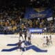 WVU Basketball crowd at Coliseum with Maniacs banner against Missouri State