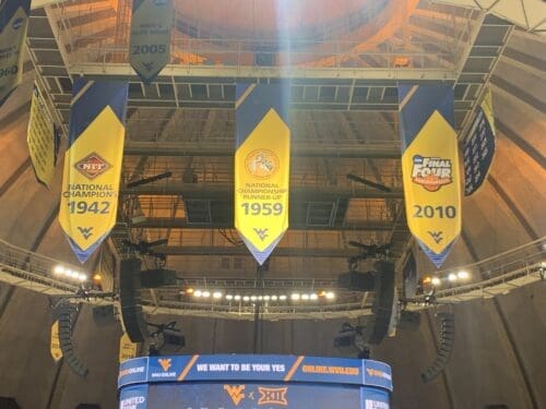 Banners at WVU Coliseum