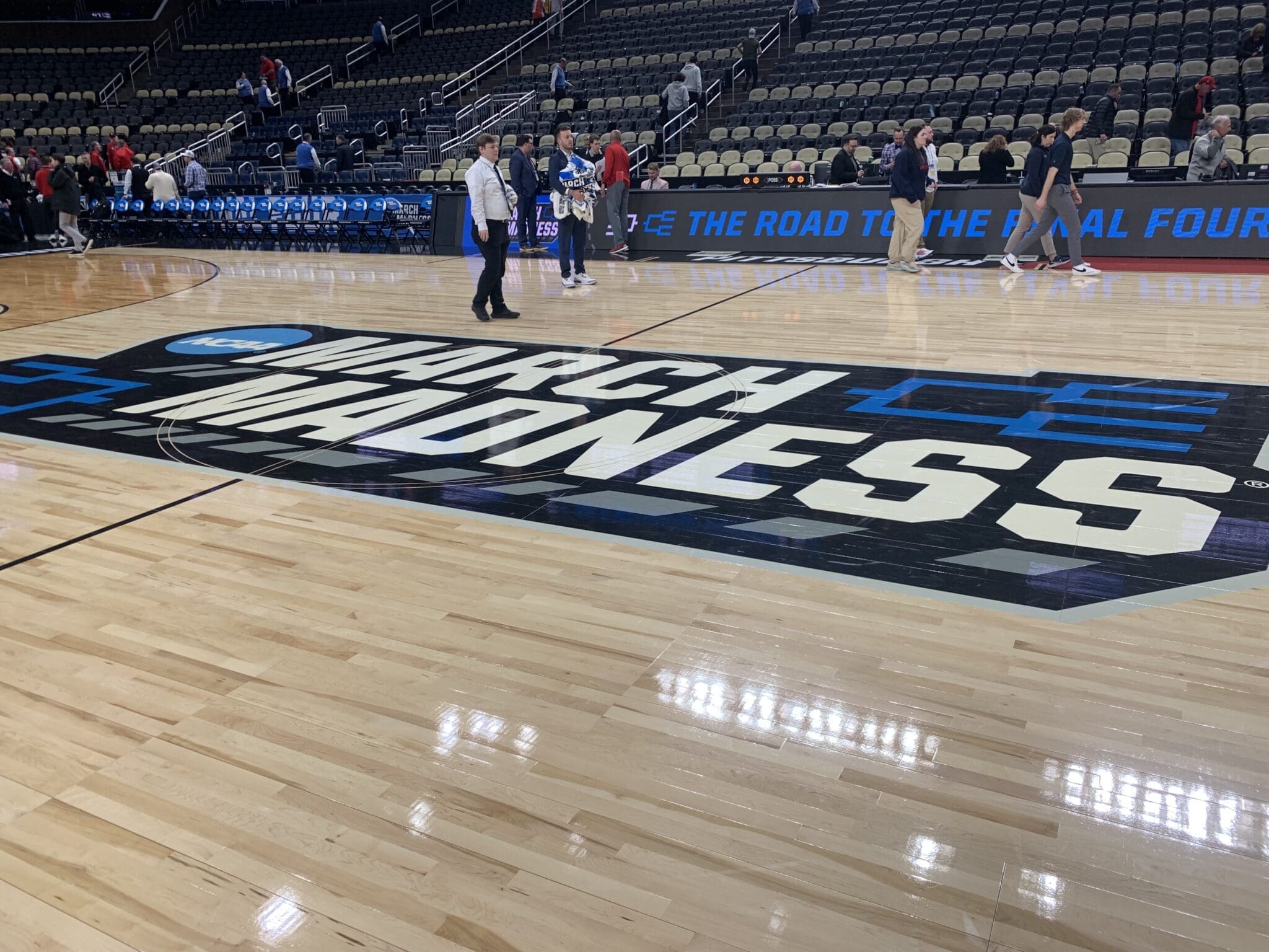 March Madness on floor at NCAA Tournament