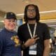 WVU Football HC Rich Rodriguez with Tyrie Davis-Winn