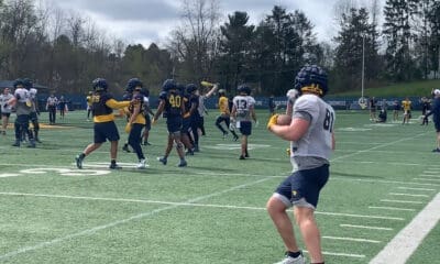 WVU Football spring practice with TE Treylan Davis