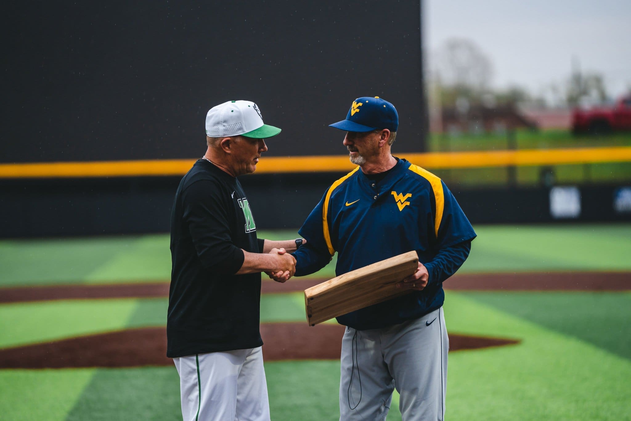 Marshall presents Randy Mazey with plaque