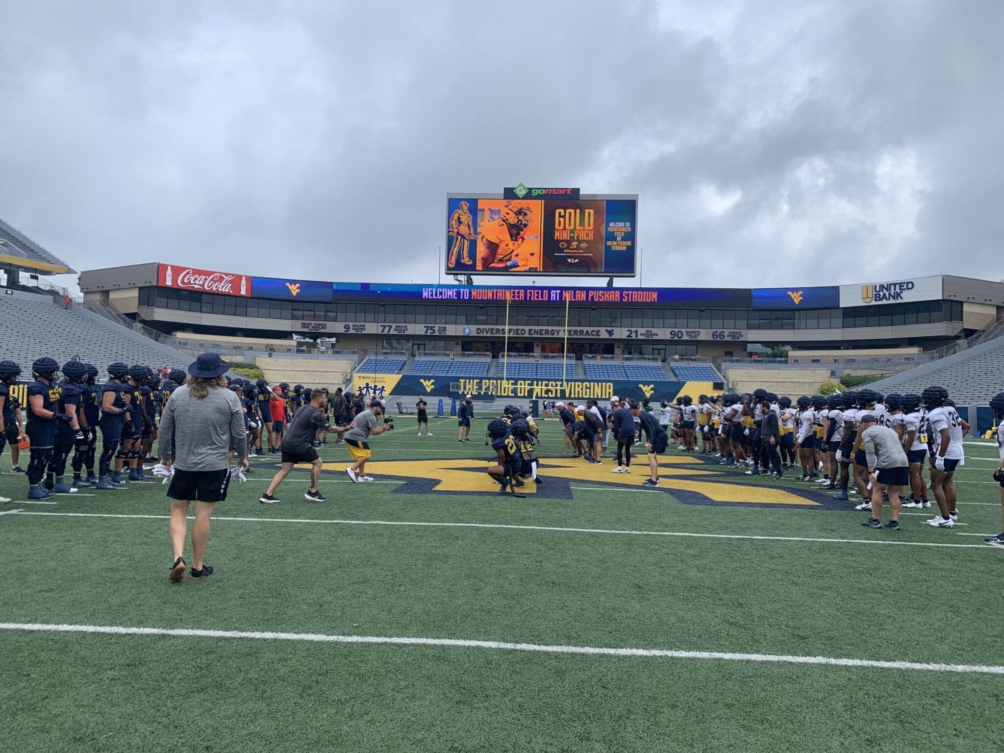WVU Football fall camp practice at Milan Puskar Stadium for Fan Day