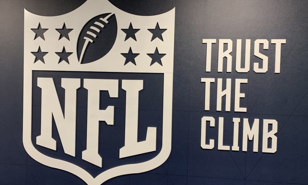 NFL logo on WVU Football facility wall