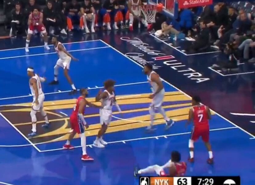 Miles McBride and Joel Embiid flop