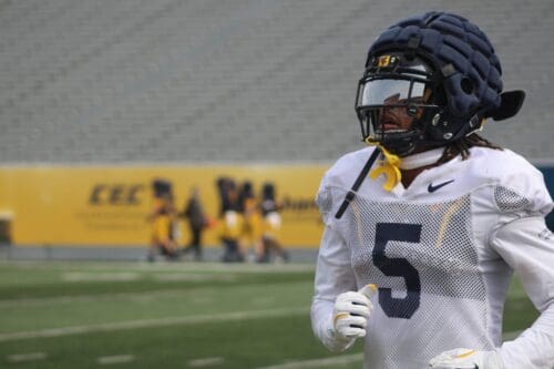WVU Football WR Jaden Bray at practice 