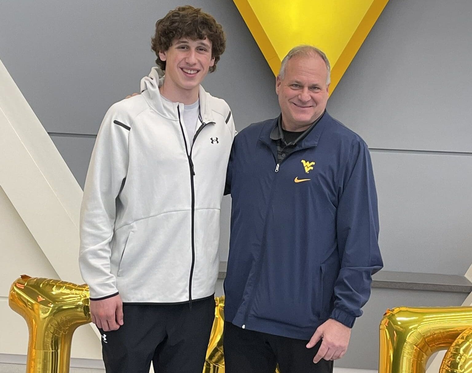 WVU Football QB recruit Peyton Falzone with Rich Rodriguez