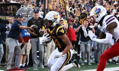WVU Football WR Rodney Gallagher scores game winning TD over Kansas