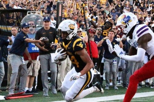 WVU Football WR Rodney Gallagher scores game winning TD over Kansas