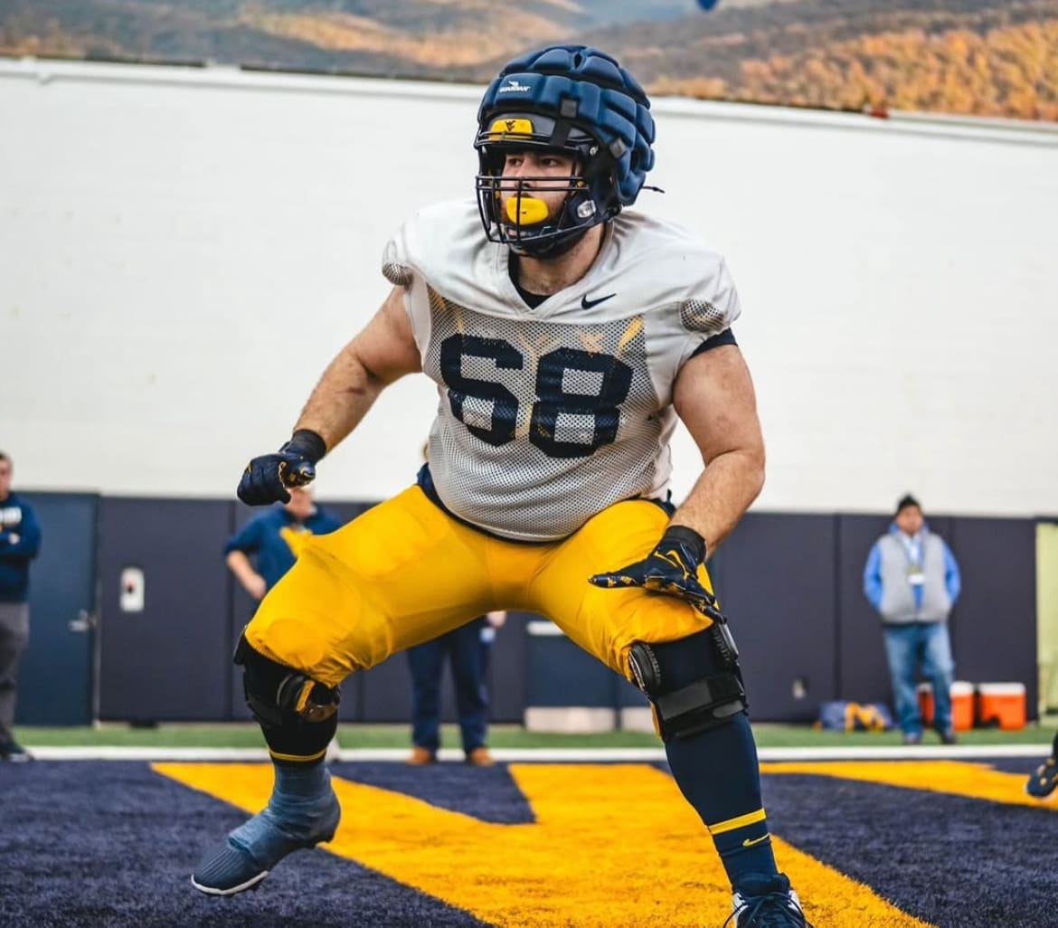 WVU Football offensive lineman Wyatt Minor. Image courtesy of Wyatt Minor's Instagram account