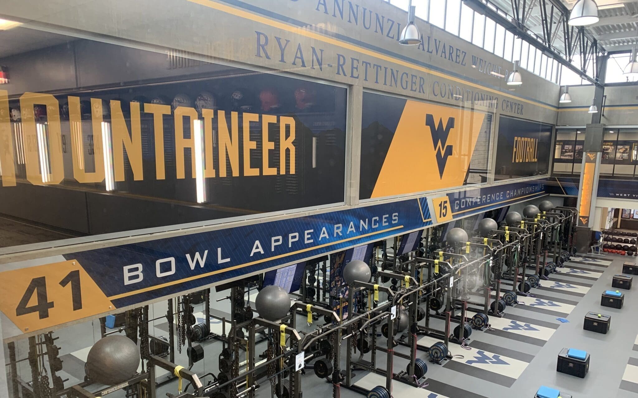 WVU Football Weight Room stock