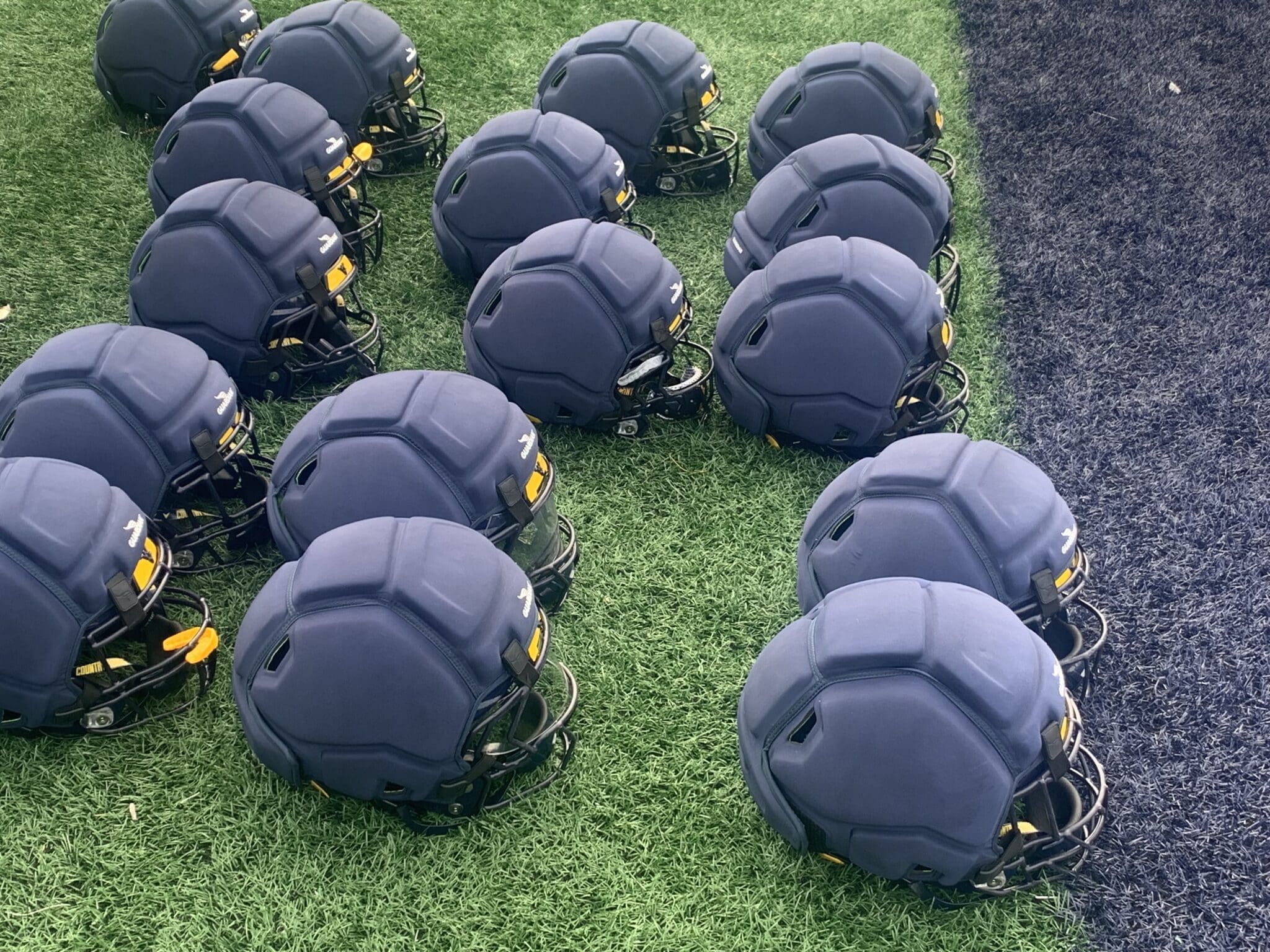 WVU Football padded helmets stock photo