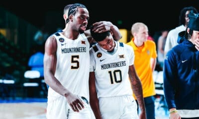 WVU basketball Toby Okani and Sencire Harris