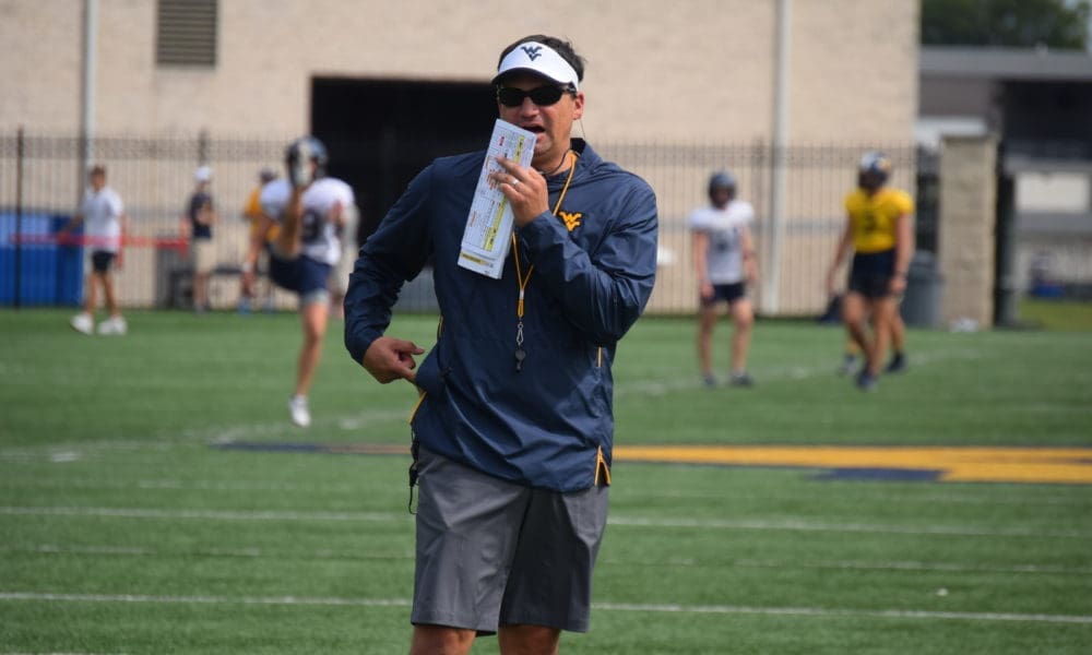 WVU Football HC Neal Brown at practice