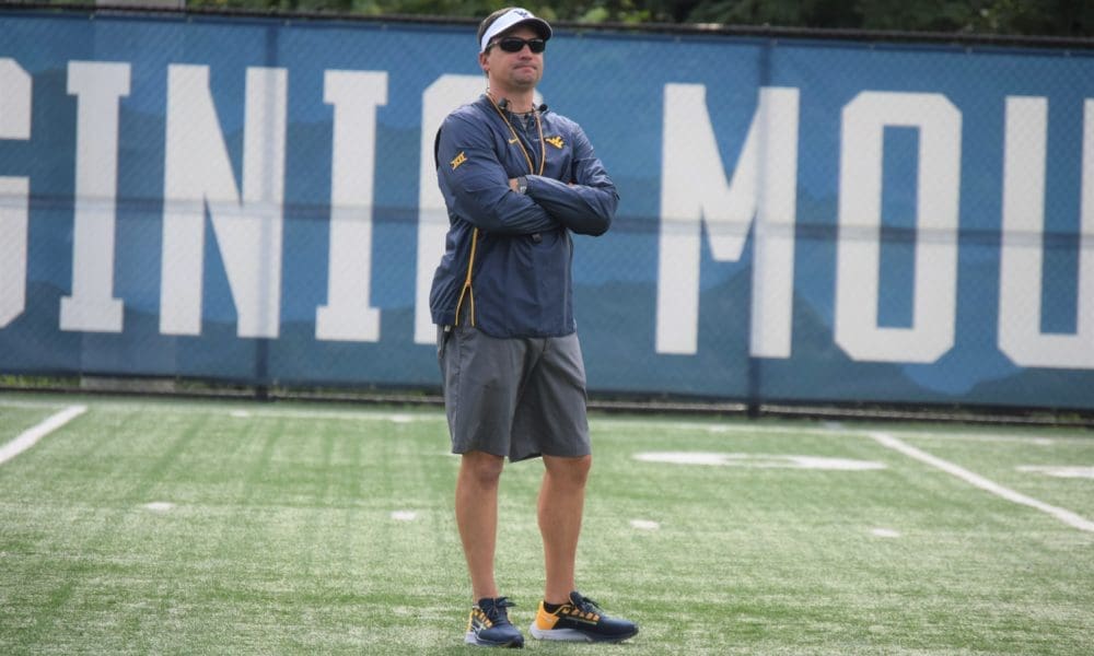 WVU Football HC Neal Brown at practice