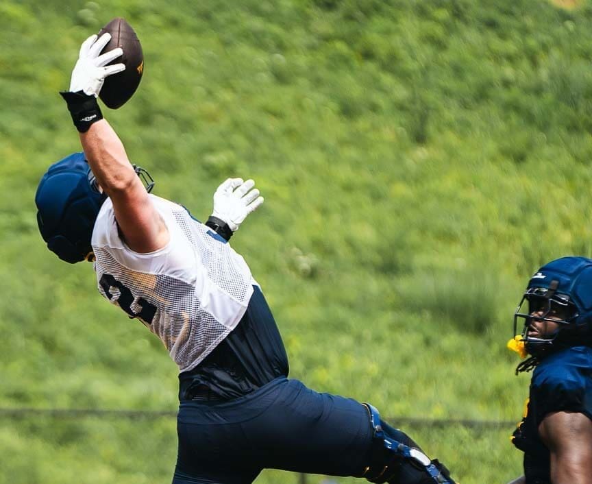 WVU Football OL Nick Krahe catch