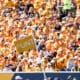 Punt flag at WVU Football game with crowd in background