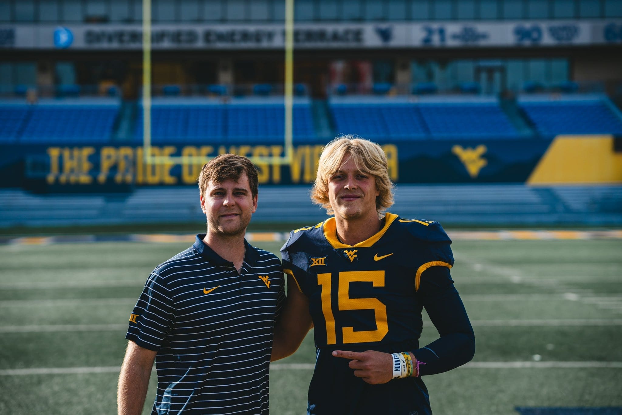 WVU Football QB commit Scotty Fox and WVU QB Coach Tyler Allen