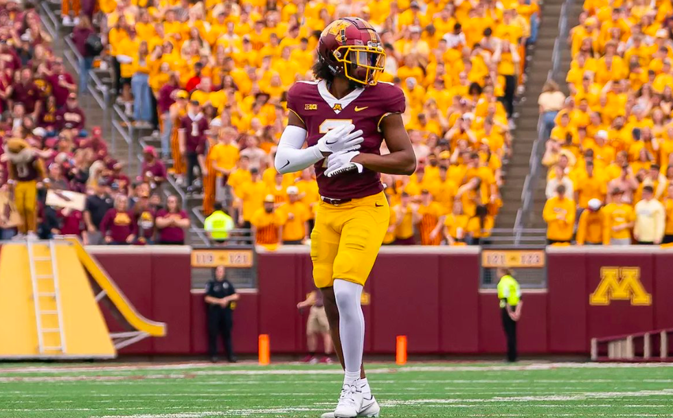 WVU DB Beanie Bishop with Minnesota.