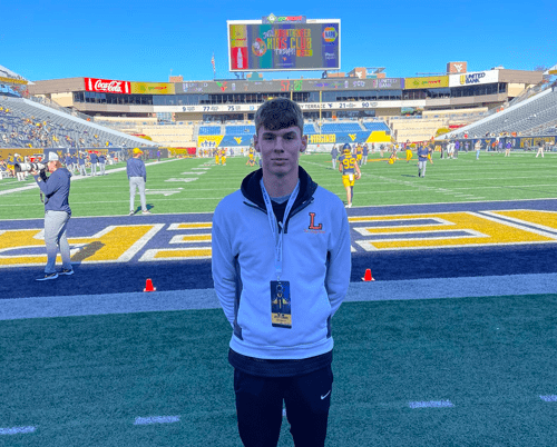 WVU football QB recruit and West Virginia native Atley Cowan at Milan Puskar Stadium.