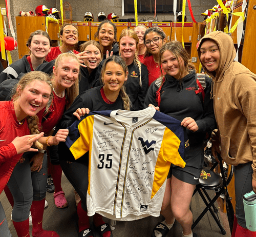 ISU Softball with WVU Baseball signed jersey