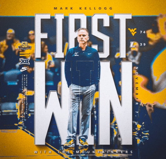 WVU women's basketball HC Mark Kellogg First Win at WVU