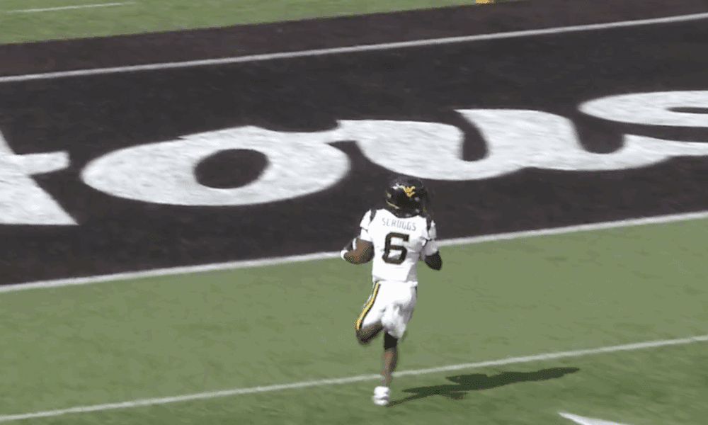 WVU Football Jordan Scruggs pick-6 at Houston