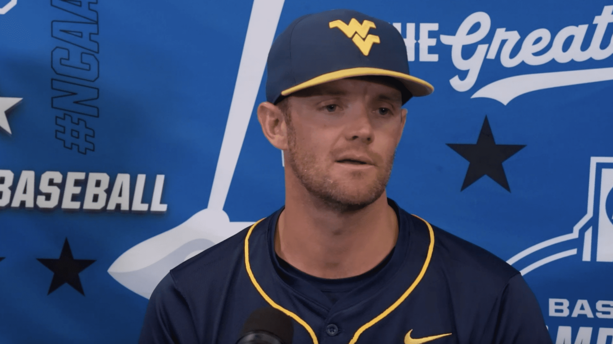 WVU Baseball HC Steve Sabins in NCAA presser
