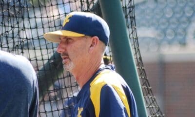 WVU baseball head coach Randy Mazey before the Mountaineers played the Tar Heels in the NCAA Tournament Super Regionals on Friday, June 7, 2024, at Boshamer Stadium in Chapel Hill, N.C. (Mitchell Northam / WV Sports Now)