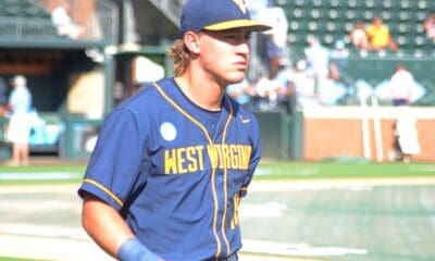 WVU Baseball Spencer Barnett during the Mountaineers' game against the Tar Heels in the NCAA Tournament Super Regionals on Friday, June 7, 2024, at Boshamer Stadium in Chapel Hill, N.C. (Mitchell Northam / WV Sports Now)