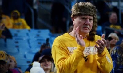 WVU fans cheer at the Duke's Mayo Bowl on Dec. 27, 2023 at Bank of America Stadium in Charlotte, N.C. (Mitchell Northam / WV Sports Now)