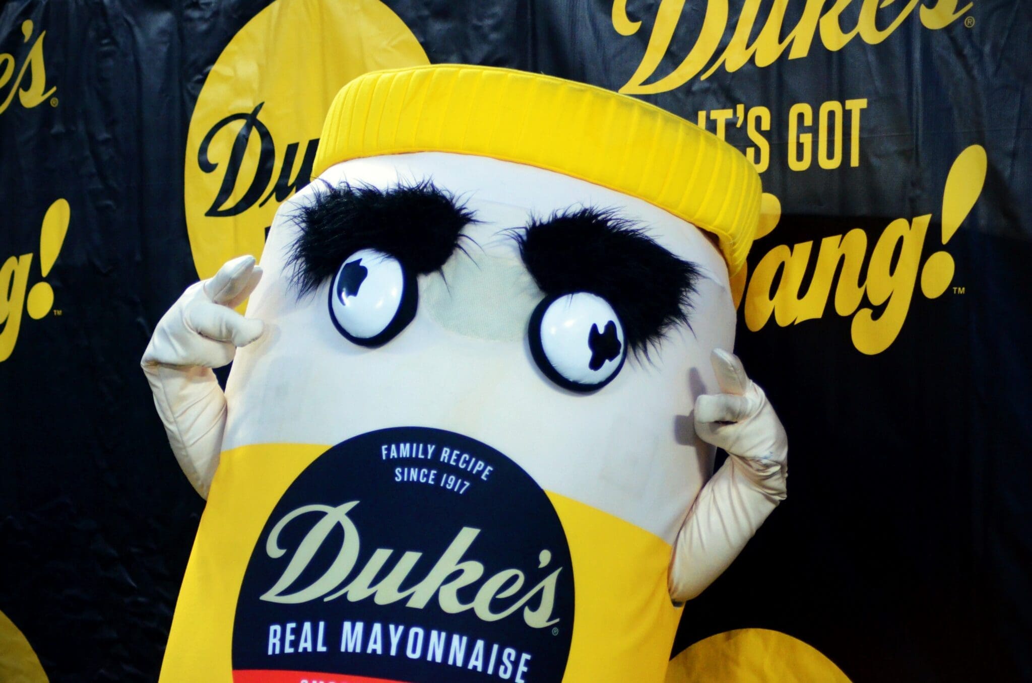 The Duke's Mayo Mascot on Dec. 27, 2023 at Bank of America Stadium in Charlotte, N.C. (Mitchell Northam / WV Sports Now)