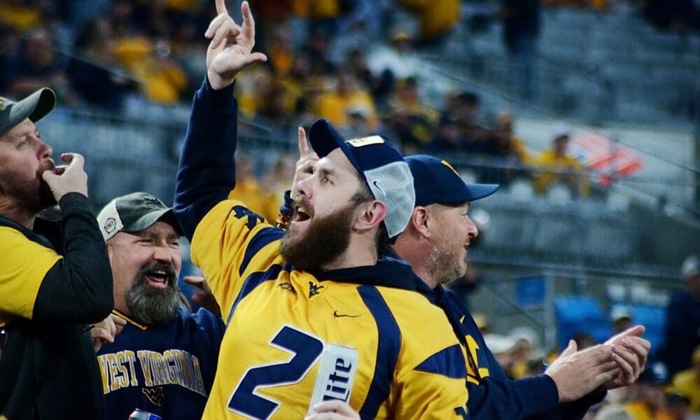 WVU Football fans cheer at the Duke's Mayo Bowl on Dec. 27, 2023 at Bank of America Stadium in Charlotte, N.C. (Mitchell Northam / WV Sports Now)