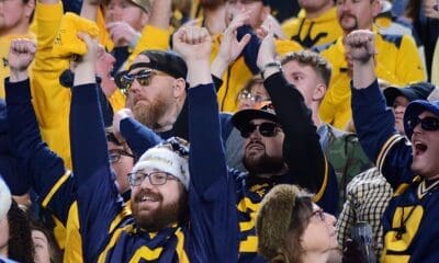 West Virginia fans cheer at the Duke's Mayo Bowl on Dec. 27, 2023 at Bank of America Stadium in Charlotte, N.C. (Mitchell Northam / WV Sports Now)