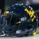 WVU Football Blue Glossy Helmet at Big 12 Media Days