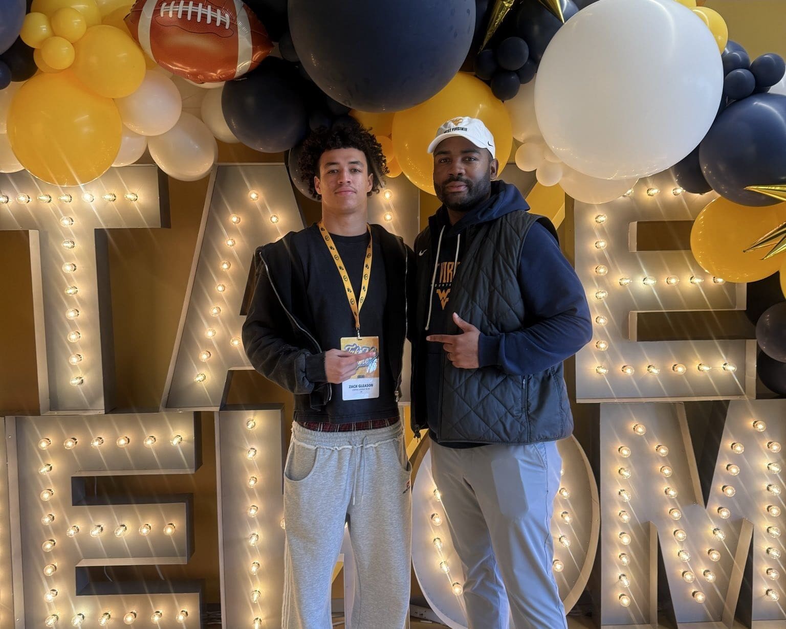 WVU Football CB Coach Rod West and WPIAL recruit Zachary Gleason