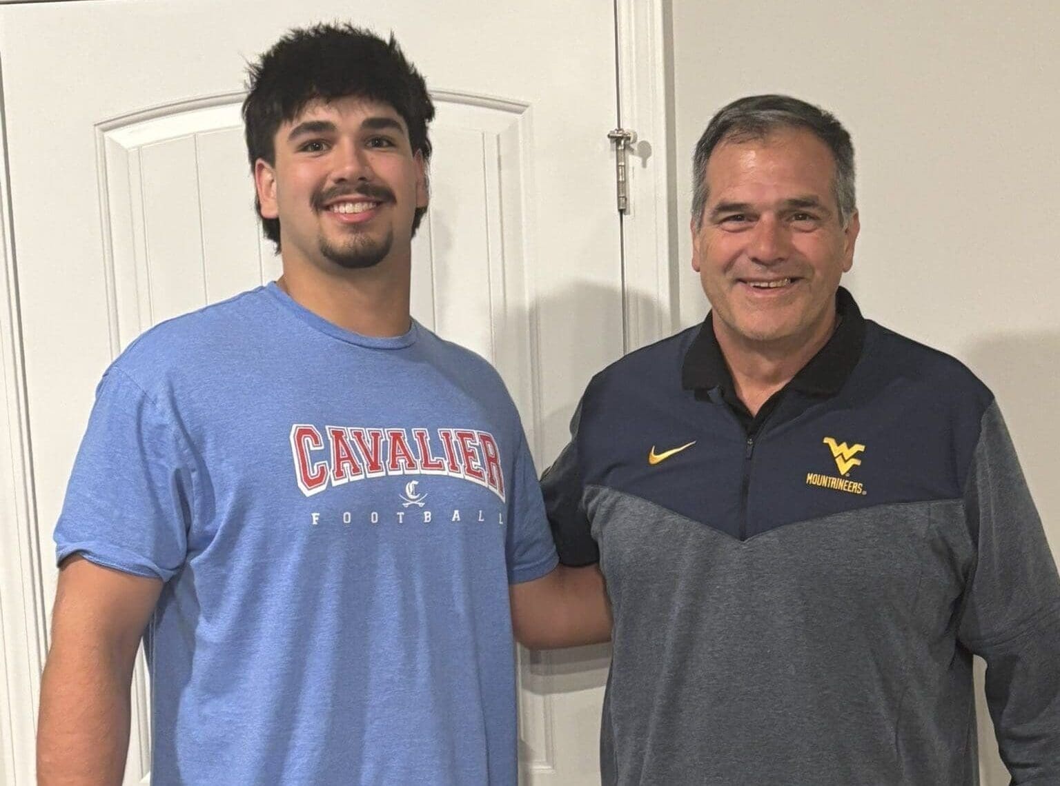 WVU Football OL recruit Austin Hoane with Jack Bicknell