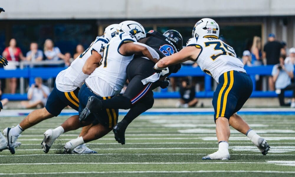 WVU Football making tackle at Kansas