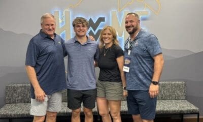 WVU Football recruit Jett Goldsberry with Rich Rodriguez