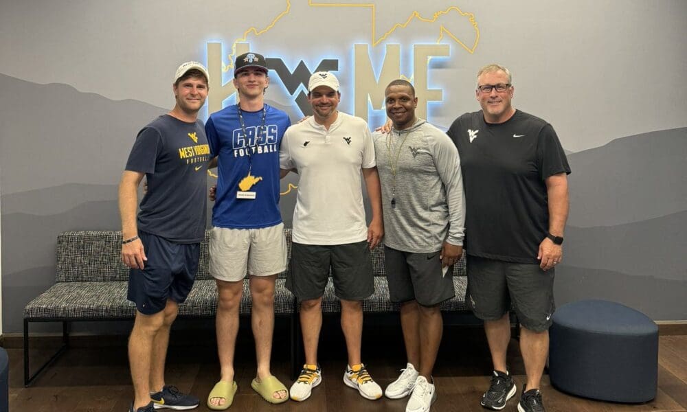 WVU Football staff with Brodie McWhorter