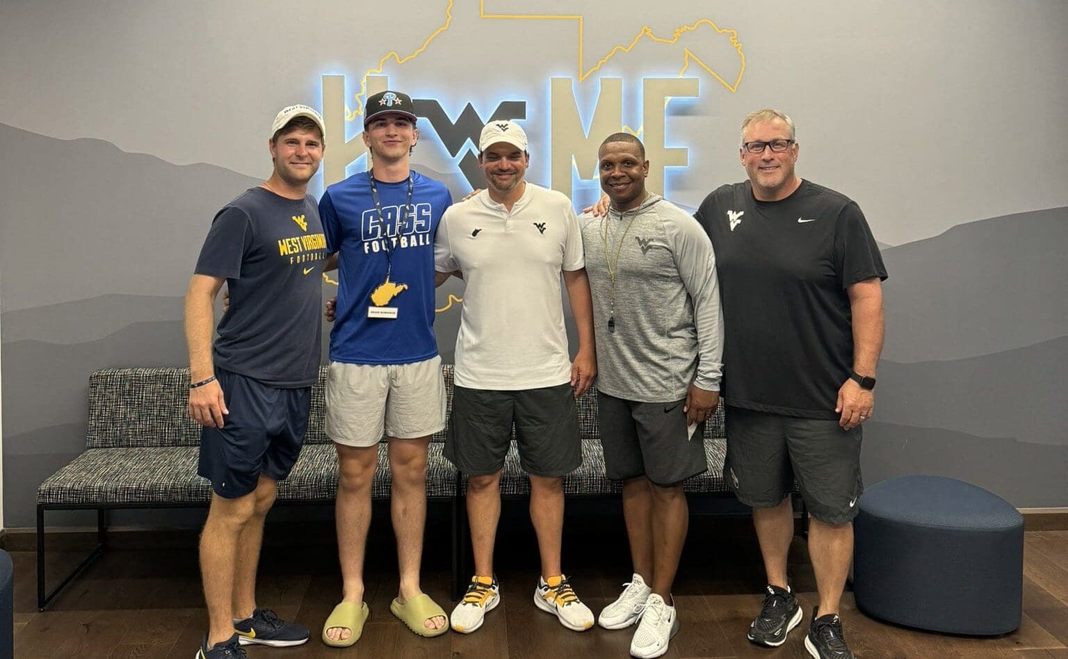 WVU Football staff with Brodie McWhorter