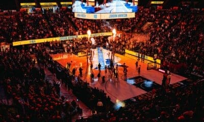 WVU Women's Basketabll Intro for Jordan Harrison stock