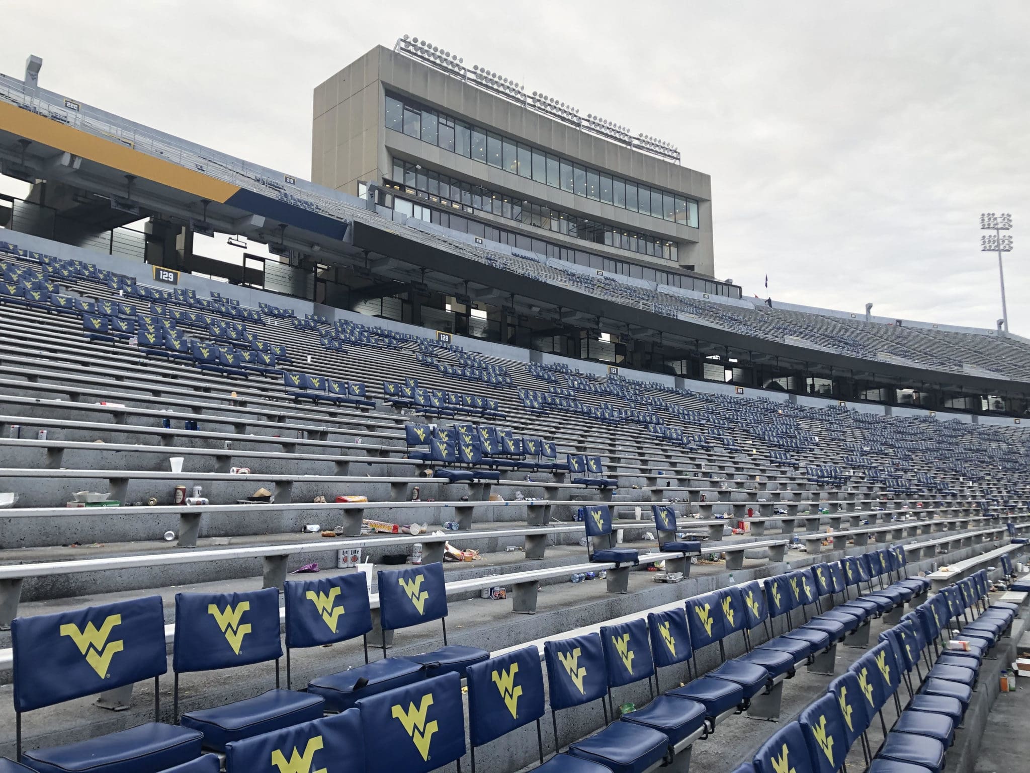 WVU football stadium empty seats stock