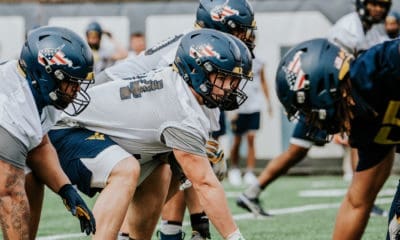 Zach Frazier at practice