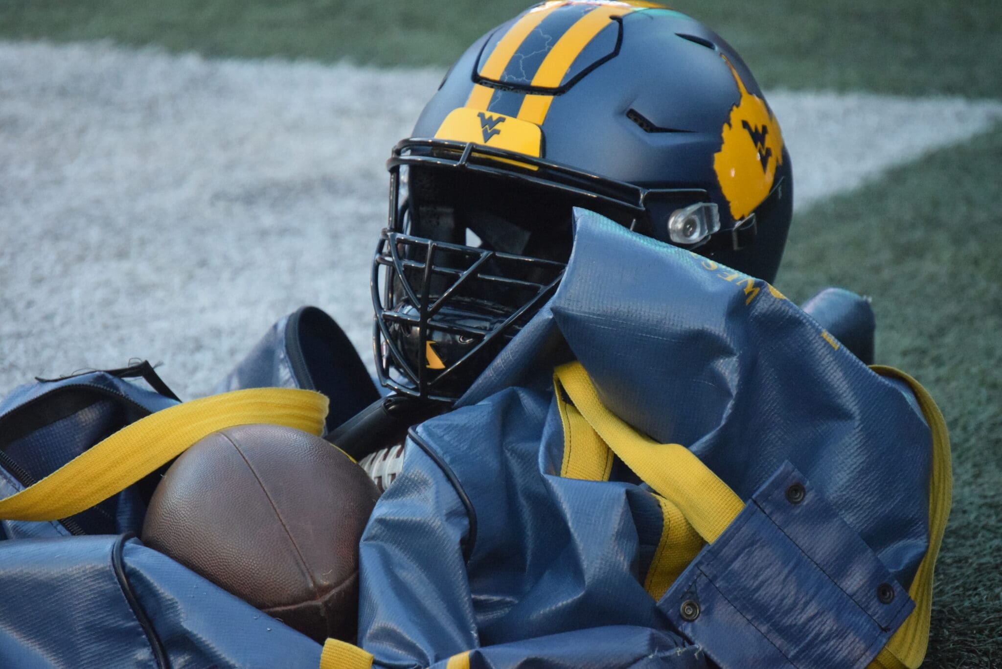 WVU Football and helmet stock