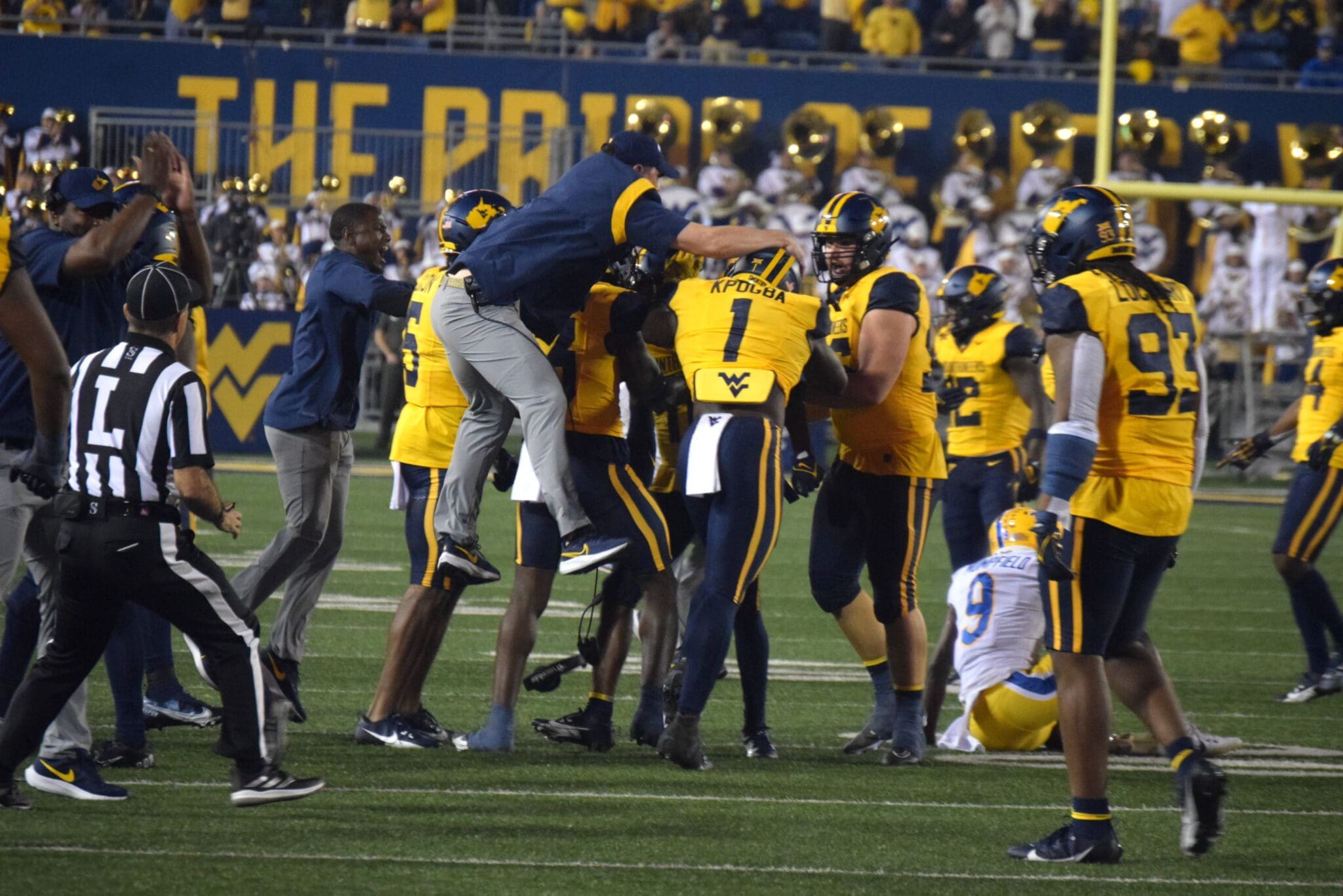 WVU Football Defense celebrates