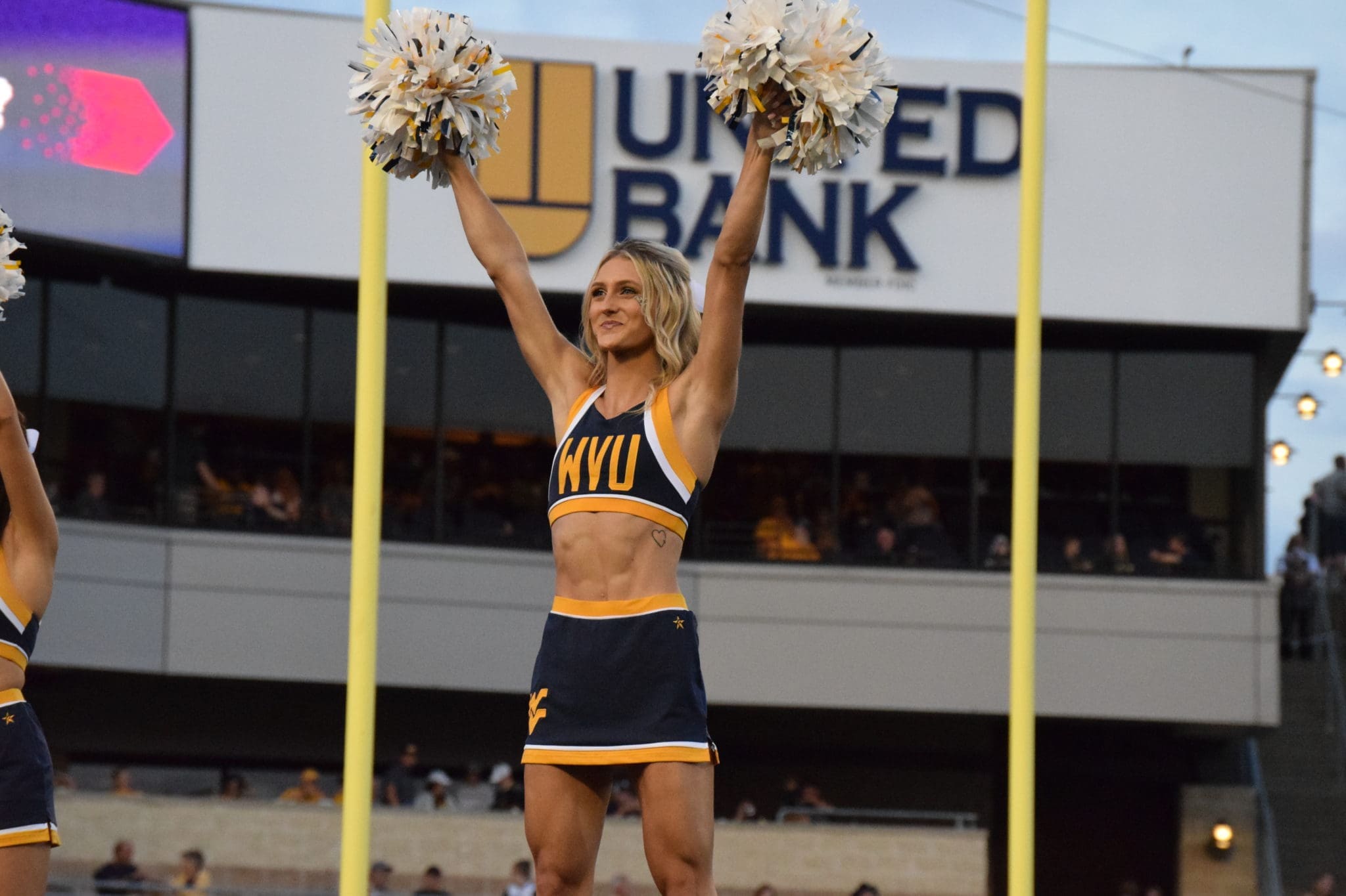 WVU cheerleader at football game